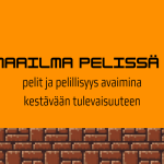 Paras suomalainen oppimisratkaisu -logo, tiilimuuri ja maapallo.