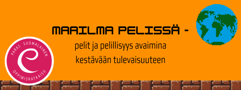 Paras suomalainen oppimisratkaisu -logo, tiilimuuri ja maapallo.