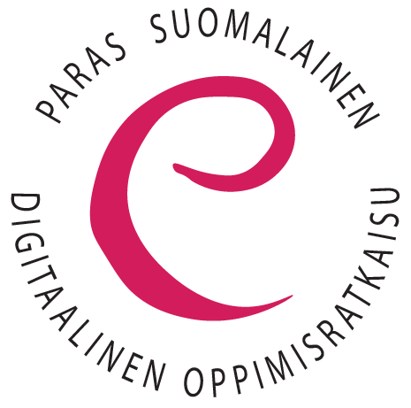 eEemeli-kilpailun pinkki e-kirjain, jonka ympärillä teksti paras suomalainen digitaalinen oppimisratkaisu