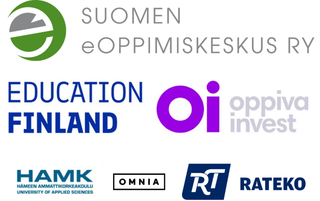 eEemeli 2022 -yhteistyökumppanilogot: Suomen eOppimiskeskus ry, Education Finland, Oppiva Invest, HAMK, Omnia, Rateko.