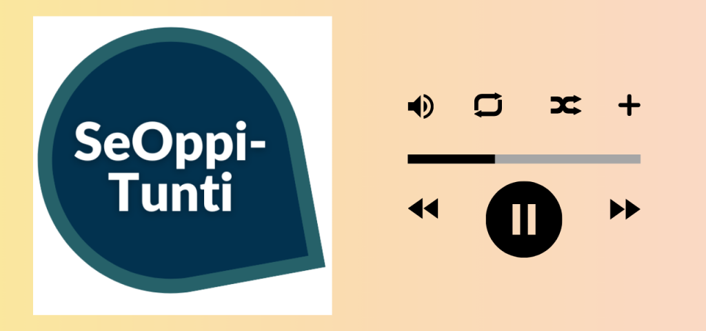 SeOppiTunti-logo ja podcastsoittimen valikko.